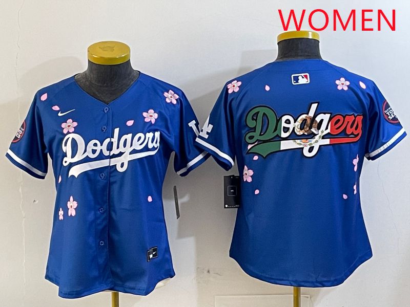 Women Los Angeles Dodgers Blank Blue Sakura Edition 2025 Nike MLB Jersey style 7